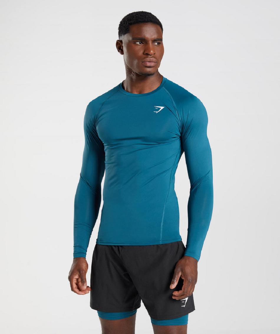 Long Sleeve Męskie Gymshark Element Baselayer Top Niebieskie | PL 3632DFM